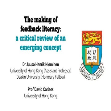 The making of feedback literacy: a critical review of an emerging concept