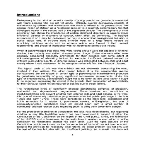 Meaning and causes of juvenile delinquency | DOCX