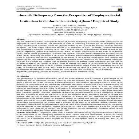 Causes of Juvenile Delinquency in the Higher Secondary School Students ...