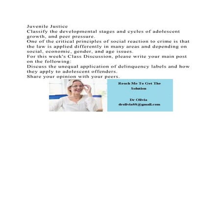 Juvenile JusticeClassify the developmental stages and cycles of ad.docx