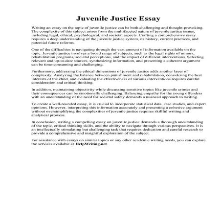 Juvenile Justice Essay. Youth Justice System Essay - Evaluate whether the you...