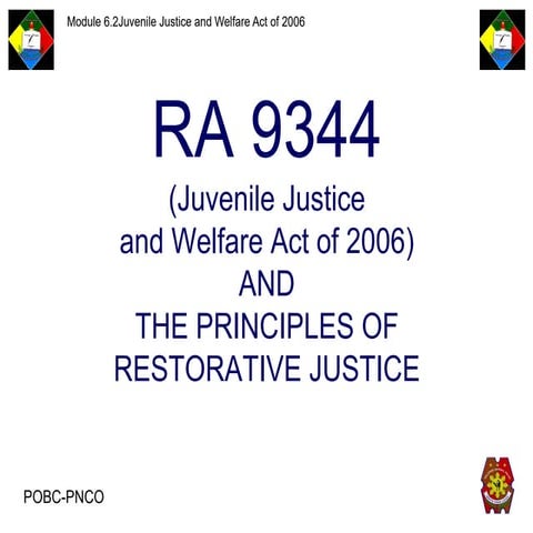 Comprehensive Overview of RA 9344 and Restorative Justice Principles | PDF