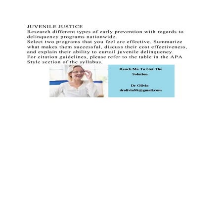 JUVENILE JUSTICE Research different types of early prevention with.docx