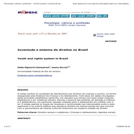 Juventude e sistema de direitos