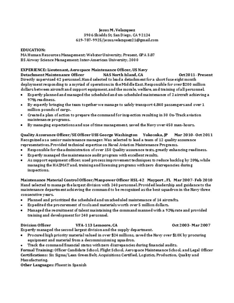 jv one page resume maintenance man resume