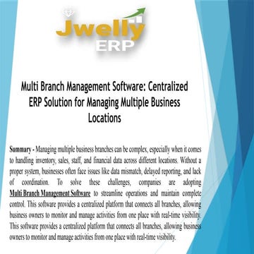 Modern Multi-Branch Odoo ERP Management System | PPTX