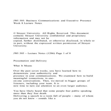 Jwi 505 business communications and executive presence week