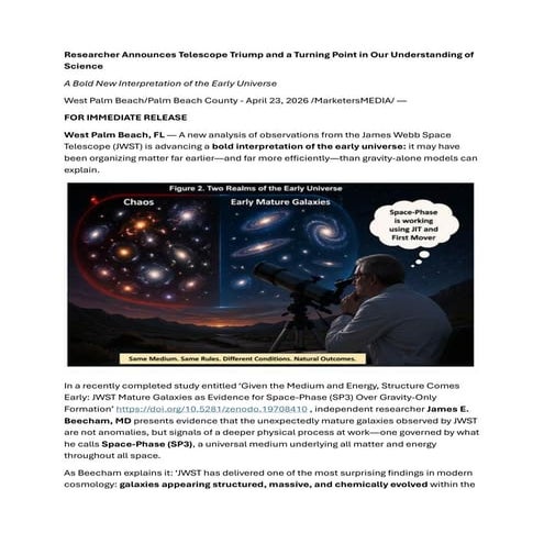 Revolutionizing Cosmology: JWST Reveals Early Universe Structure via ...