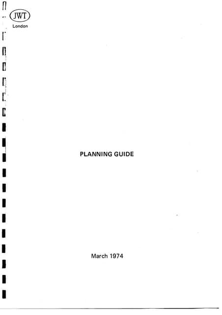 Stephen King, JWT Planning Guide, March 1974