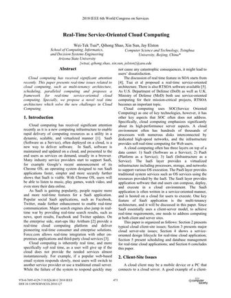 Real time service oriented cloud computing