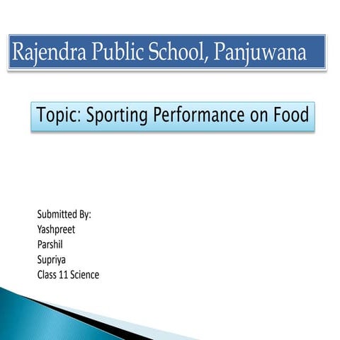 Topic sporting performance on food 11th arts 