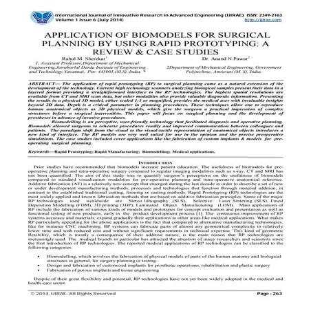 APPLICATION OF BIOMODELS FOR SURGICAL PLANNING BY USING RAPID ...
