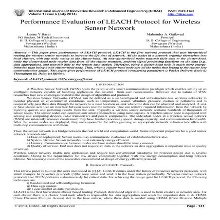 Performance Evaluation of LEACH Protocol for Wireless Sensor Network