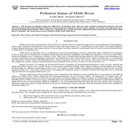 ASSESSMENT OF FLOOD MITIGATION MEASURE FOR MITHI RIVER – A CASE STUDY | PDF