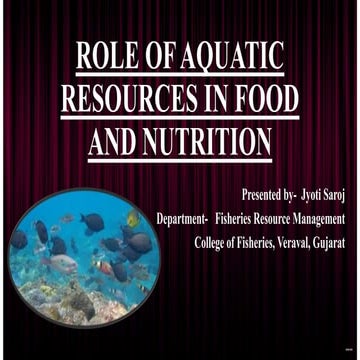 Role of aquatic resources in food and nutrition