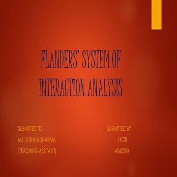 flanders’ system of interaction analysis
