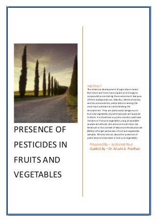 Presence of Pesticides in Fruits and vegetables 
