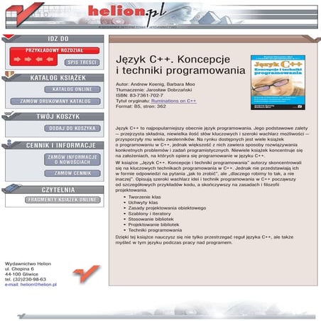 Język C++. Koncepcje i techniki programowania