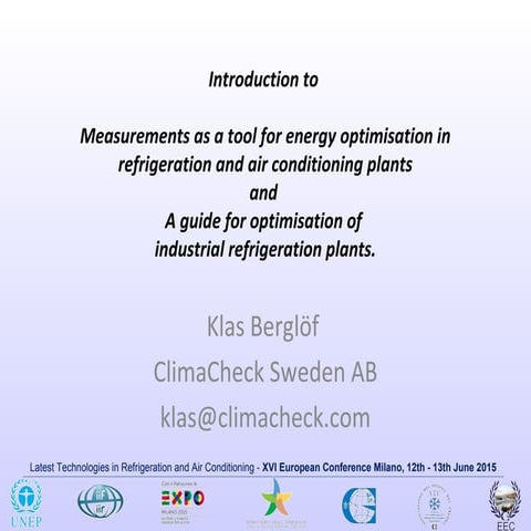 XVI CONVEGNO EUROPEO K. Berglof - Measurements as a tool for energy optimisat...