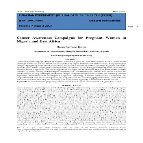 Cancer Awareness Campaigns for Pregnant Women in Nigeria and East ...