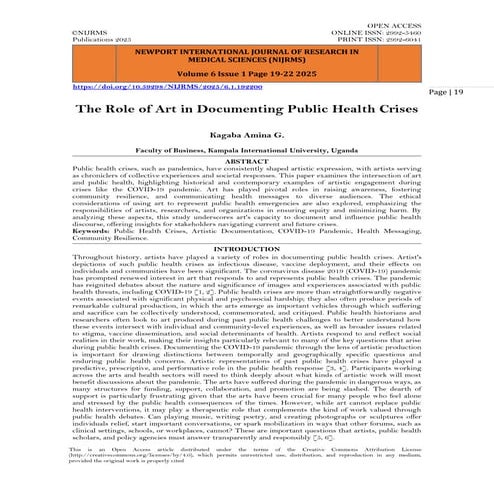 The Role of Artists in Advancing Public Health Awareness in History ...