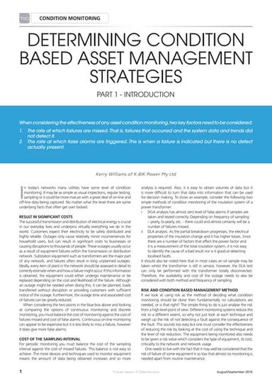 Determining Condition Monitoring