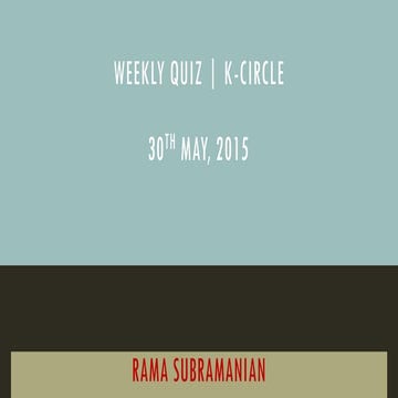 K-Circle Weekly Quiz - May 2015