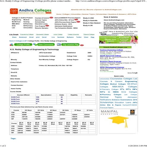 K.g. reddy college of engineering & technology 