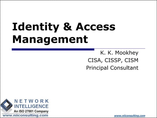 Identity & Access Management by K. K. Mookhey