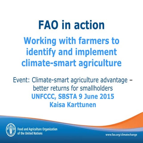 FAO in action: Working with farmers to identify and implement  climate-smart ...