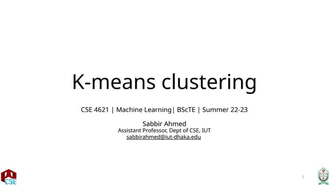 k-means clustering ML Machine learning.pptx