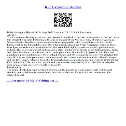 K-T Extinction Outline