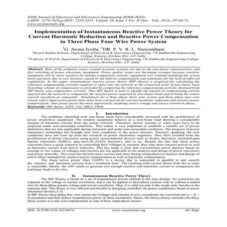 Implementation of Instantaneous Reactive Power Theory for Current Harmonic Re...