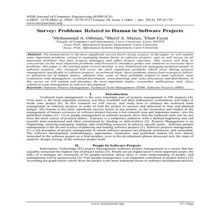 Survey: Problems Related to Human in Software Projects