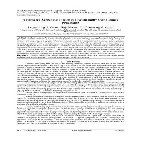 Automated Screening of Diabetic Retinopathy Using Image Processing