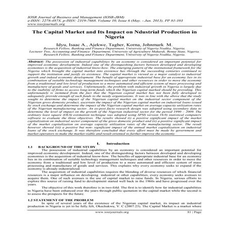 The Capital Market and Its Impact on Ndustrial Production in Nigeria | PDF