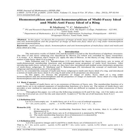 Homomorphism and Anti-homomorphism of Multi-Fuzzy Ideal and Multi-Anti Fuzzy ...