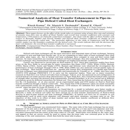 Numerical Analysis of Heat Transfer Enhancement in Pipe-inPipe Helical Coiled...