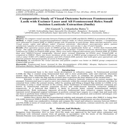 Comparative Study of Visual Outcome between Femtosecond Lasik with Excimer La...
