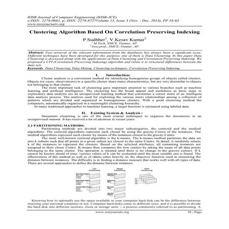 Clustering Algorithm Based On Correlation Preserving Indexing