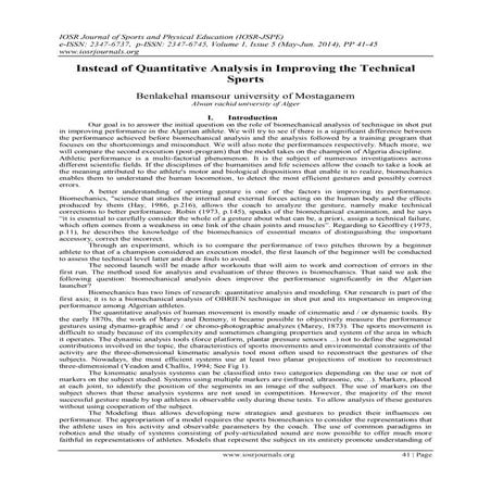 Instead of Quantitative Analysis in Improving the Technical Sports