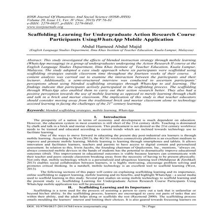 Scaffolding Learning for Undergraduate Action Research Course Participants Us...