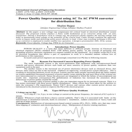 Power Quality Improvement using AC To AC PWM converter for distribution line