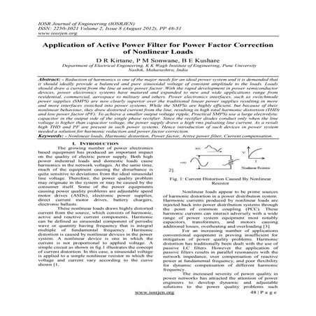 Application of Active Power Filter for Power Factor Correction of Nonlinear L...