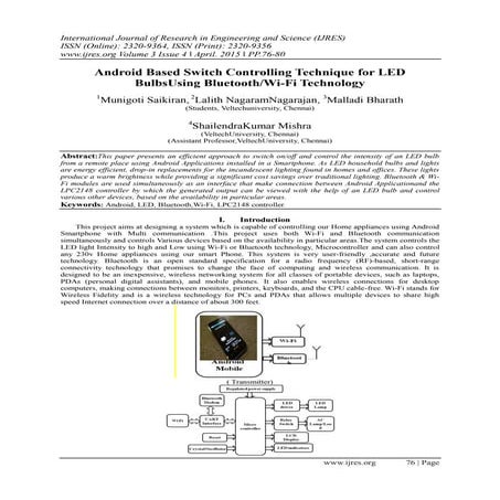 Android Based Switch Controlling Technique for LED BulbsUsing Bluetooth/Wi-Fi...
