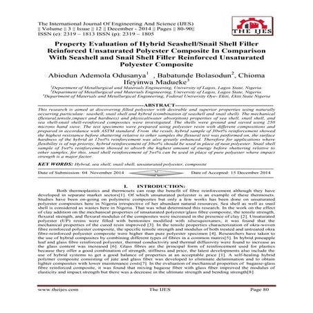 Property Evaluation of Hybrid Seashell/Snail Shell Filler Reinforced Unsatura...