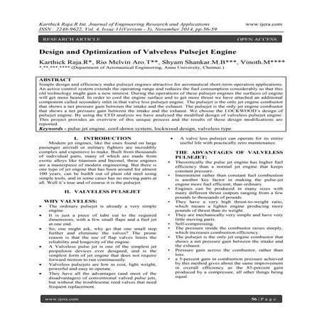 Design and Optimization of Valveless Pulsejet Engine