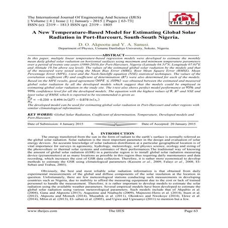 	A New Temperature-Based Model for Estimating Global Solar Radiation in Port-...