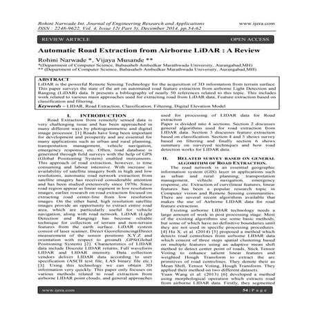 Automatic Road Extraction from Airborne LiDAR : A Review
