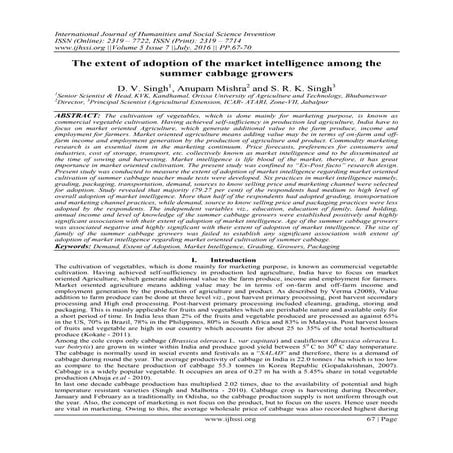 The extent of adoption of the market intelligence among the summer cabbage gr...